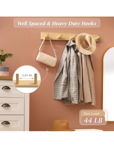 Perchero de Madera HOMEBROS con Ganchos Giratorios 1 Pcs