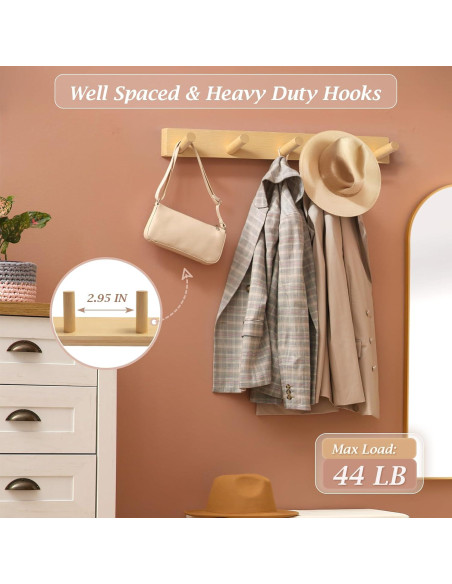 Perchero de Madera HOMEBROS con Ganchos Giratorios 1 Pcs