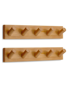 Perchero de pared LARHN 5 ganchos de bambú alta resistencia