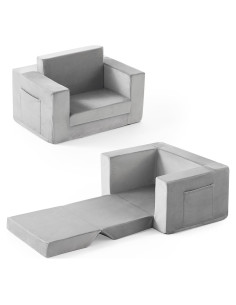 Sofá Convertible para Niños Zorvoxz Gris 2-en-1