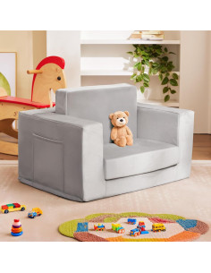 Sofá Convertible para Niños Zorvoxz Gris 2-en-1 2