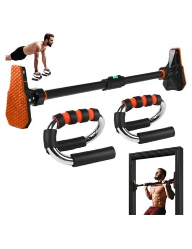 Barra de Dominadas Ajustable SQUATZ 74.93-114.3 cm + Mangos Flexión