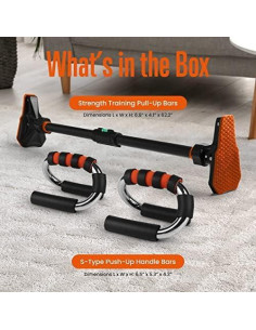 Barra de Dominadas Ajustable SQUATZ 74.93-114.3 cm + Mangos Flexión 2