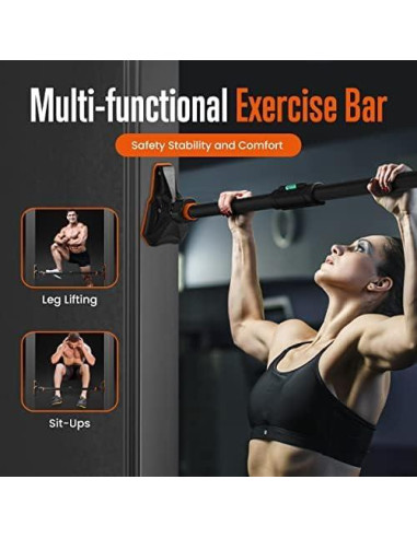 Barra de Dominadas Ajustable SQUATZ 74.93-114.3 cm + Mangos Flexión