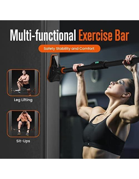 Barra de Dominadas Ajustable SQUATZ 74.93-114.3 cm + Mangos Flexión