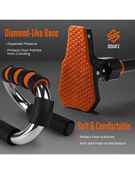 Barra de Dominadas Ajustable SQUATZ 74.93-114.3 cm + Mangos Flexión