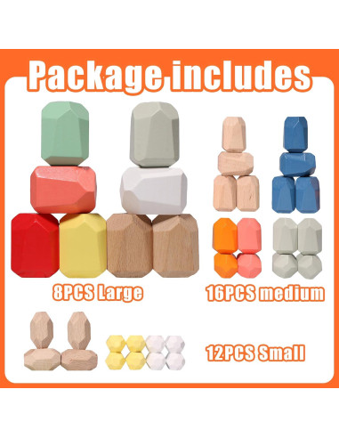 Bloques de Construcción de Madera Montessori 36 Piezas Juguete Educativo