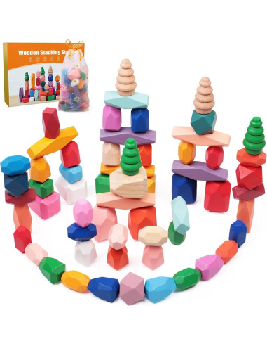 Bloques de Construcción de Madera Montessori 36 Piezas Juguete Educativo