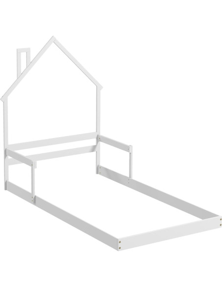 Cama de Piso Twin Giantex Blanca Montessori con Cabecera Chimenea