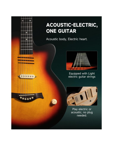 Guitarra Acústica Eléctrica Moukey BCC-100 39" Sol Naciente