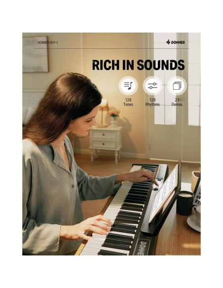 Piano Digital Donner DEP-1 88 Teclas Sensibles a la Velocidad