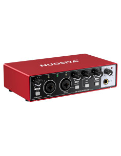 Interfaz de Audio USB 2x2 Rojo para Guitarra y Micrófono 24Bit/192kHz