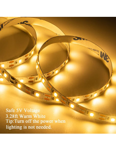 Luces de tira LED a pilas JUNWEN 1m blancas cálidas 2 paquetes 2