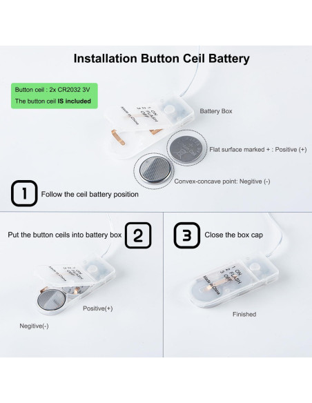 Luces de tira LED a pilas JUNWEN 1m blancas cálidas 2 paquetes