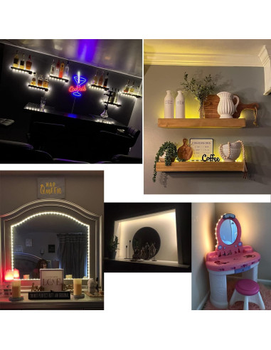 Luces de tira LED a pilas JUNWEN 1m blancas cálidas 2 paquetes