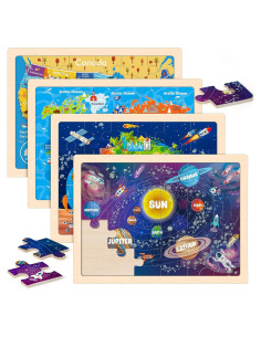 Rompecabezas de Madera Geografía LACCHOUFEE 4 Piezas 24 Pzs