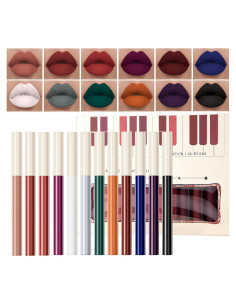 Set de 12 Labiales Líquidos Mate Luxsea - Larga Duración