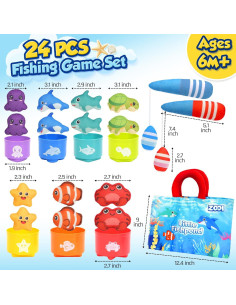 Juego de Pesca Montessori ZOOI 24 Piezas para Niños 1-3 Años 2
