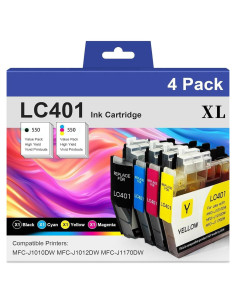 Cartuchos de tinta Juyudow LC401XL compatibles Brother - 4 Pack