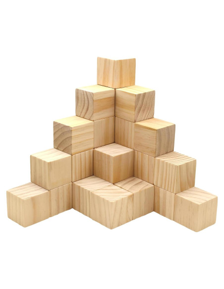 30 Cubos de Madera de Pino 5x5x5 cm para Manualidades