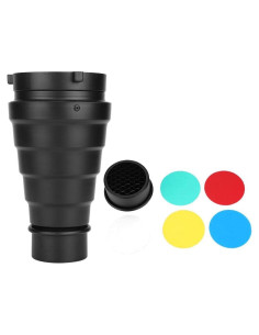 Snoot Montura Bowens con 5 Filtros para Flash Estroboscópico