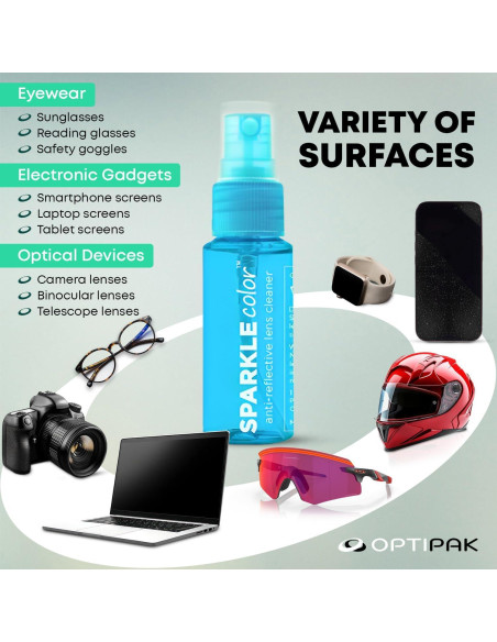 Kit de Limpieza de Gafas OPTIPAK - 2 Sprays 30ml + 5 Toallitas