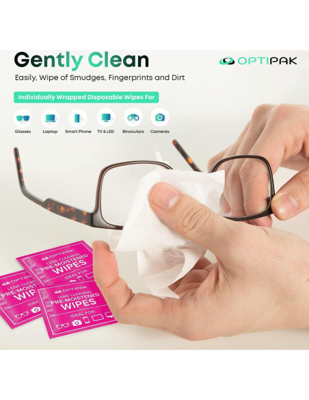 Kit de Limpieza de Gafas OPTIPAK - 2 Sprays 30ml + 5 Toallitas