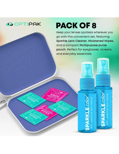 Kit de Limpieza de Gafas OPTIPAK - 2 Sprays 30ml + 5 Toallitas