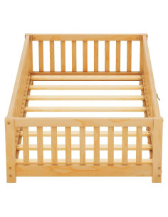 Cama de Piso Twin Bellemave de Madera Natural con Puerta