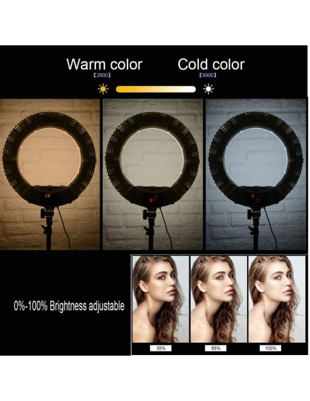 Lámpara de Anillo LED QS-480E II 45.7cm 48W Bi-Color 2800-5500K