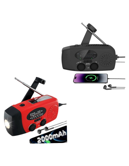 Radio Meteorológica de Emergencia Solar con Cargador 2000mAh