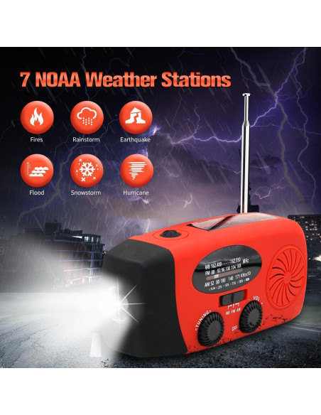 Radio Meteorológica de Emergencia Solar con Cargador 2000mAh