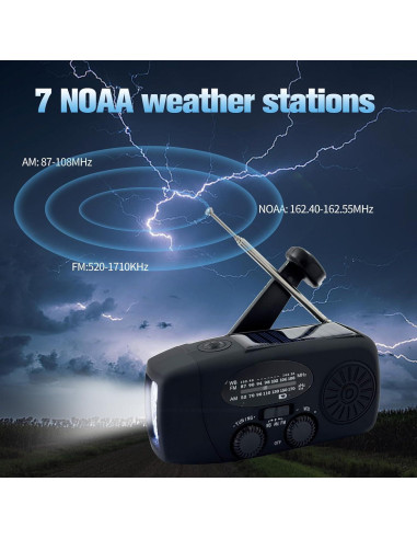 Radio Meteorológica de Emergencia Solar con Cargador 2000mAh
