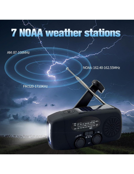 Radio Meteorológica de Emergencia Solar con Cargador 2000mAh