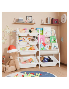 Estantería Montessori Faesun Blanca 4 Niveles 7 Contenedores