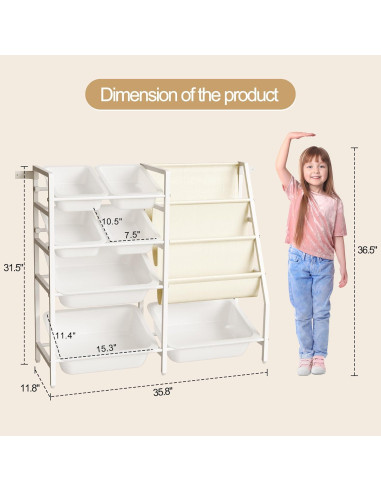 Estantería Montessori Faesun Blanca 4 Niveles 7 Contenedores