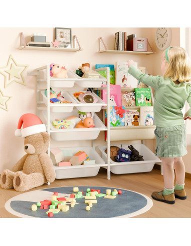 Estantería Montessori Faesun Blanca 4 Niveles 7 Contenedores