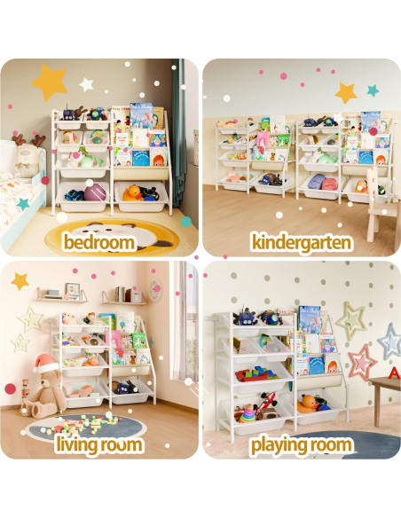 Estantería Montessori Faesun Blanca 4 Niveles 7 Contenedores