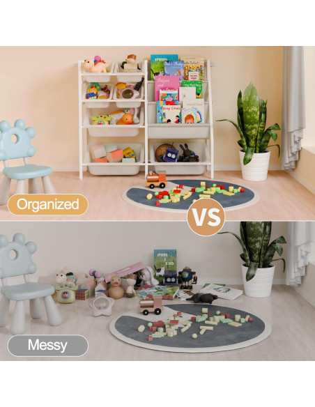 Estantería Montessori Faesun Blanca 4 Niveles 7 Contenedores