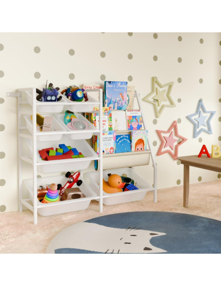 Estantería Montessori Faesun Blanca 4 Niveles 7 Contenedores