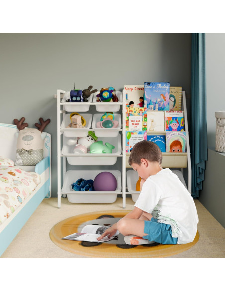 Estantería Montessori Faesun Blanca 4 Niveles 7 Contenedores