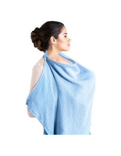 Cubierta de Lactancia Naynid Muselina Algodón 100% Azul Bebé