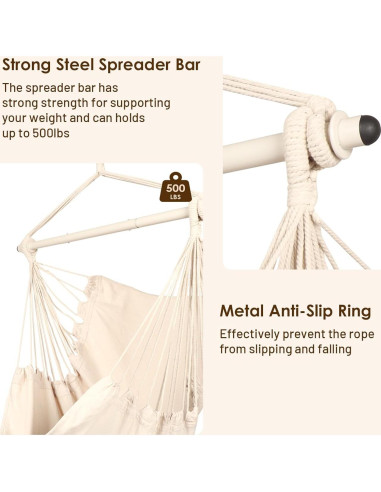 Silla Colgante Highwild Beige para Interiores y Exteriores - 227 kg