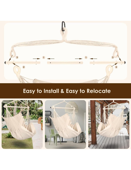 Silla Colgante Highwild Beige para Interiores y Exteriores - 227 kg