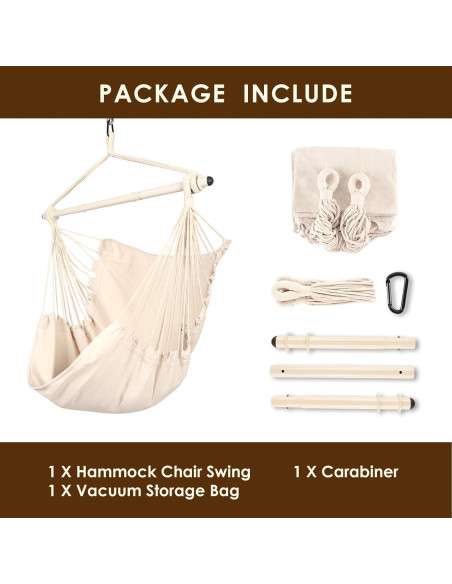 Silla Colgante Highwild Beige para Interiores y Exteriores - 227 kg