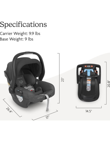 UPPAbaby Mesa V2 Asiento de Auto para Bebés Gris - Instalación Fácil