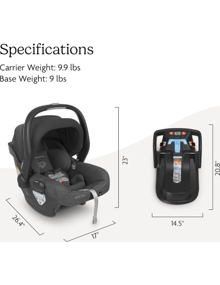 UPPAbaby Mesa V2 Asiento de Auto para Bebés Gris - Instalación Fácil