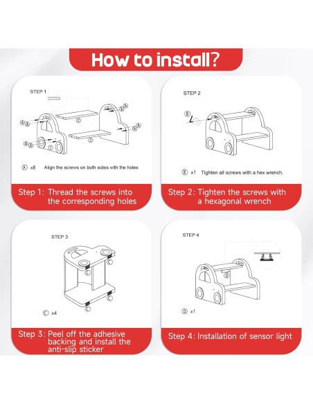 Taburete de Madera Rojo 2 Pasos Annualring para Niños