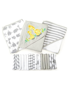 Juego de Toallas y Paños de Baño Spasilk para Bebés 23 Piezas Gris