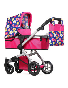 Cochecito Plegable Fash N Kolor para Muñeca Floral 2 en 1
